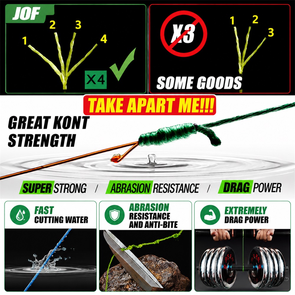 JOF 4X Gevlochten PE Vislijn 1 - Fish Finder Cable recensie en prijs