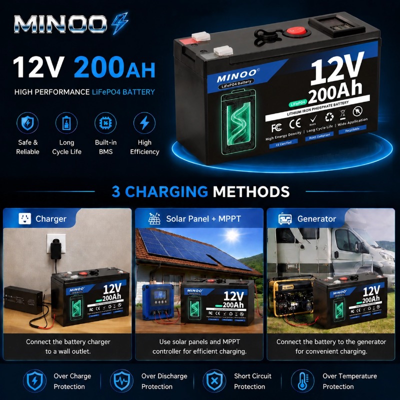 12V 200Ah LiFePO4-batterij, ge - Fish Finder Charger recensie en prijs